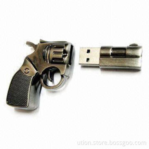 USB Flash Drive in Gun Design, Supports USB2.0 Interface, Free Logo with 1 to 32GB Capacity